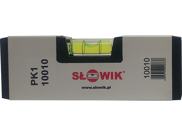 Уровень 100 мм 1 глаз. карманный, серебро PK1 SLOWIK (быт.) (580 гр/м 1.00 мм/м) - фото
