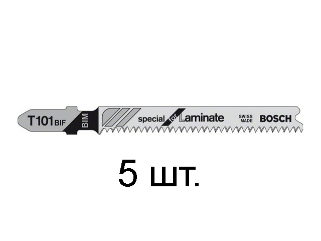 Пилка лобз. по дереву/ламинату T101BIF ( 5 шт.) BOSCH (пропил прямой, тонкий, для точного и чисторго реза в ламинате) - фото2