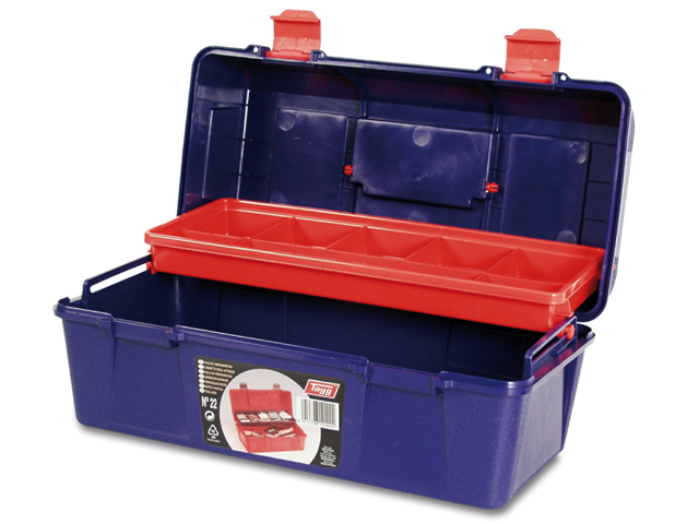 Ящик для инструмента пластмассовый 35,6x18,4x16,3см (с лотком) (TAYG) - фото