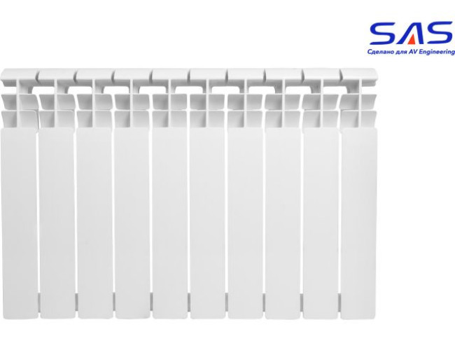 Радиатор алюминиевый 500/80, 10 секций SAS (вес брутто 9100гр) (AV Engineering) - фото