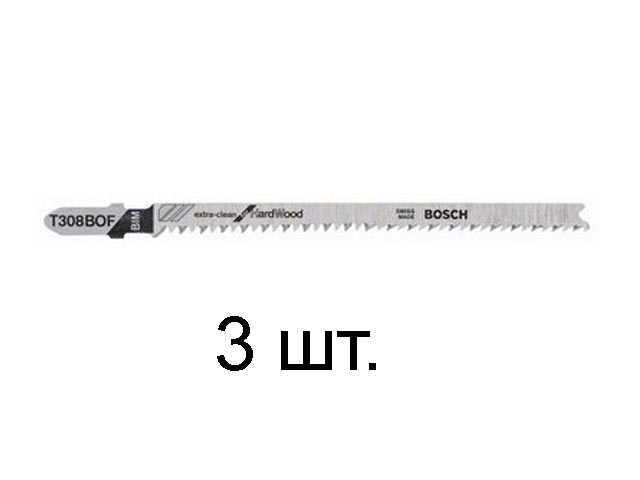 Пилка лобз. по дереву T308BOF (3 шт.) BOSCH (пропил криволинейный, тонкий, для точного реза, в т.ч. в твердой древисине) - фото