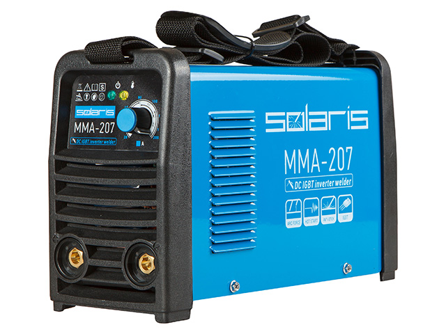 Инвертор сварочный SOLARIS MMA-207 (230В, 20-200 А, 65В, электроды диам. 1.6-4.0 мм, вес 3.7 кг) - фото