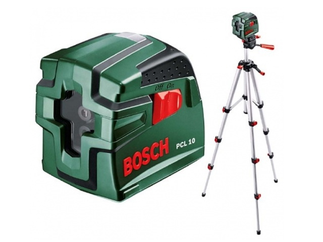 Нивелир лазерный BOSCH PCL 10 со штативом в кор. (проекция: крест, до 10 м, +/- 5 мм, резьба 1/4