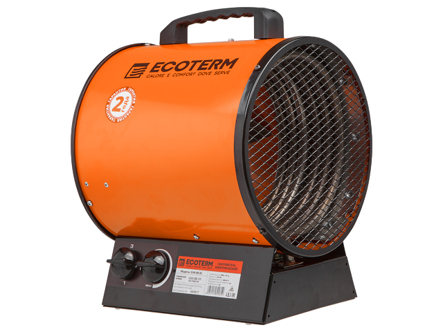 Нагреватель воздуха электр. Ecoterm EHR-06/3C (пушка, 6 кВт, 380 В, 3-хфазный, термостат, 2 года гарантии) - фото
