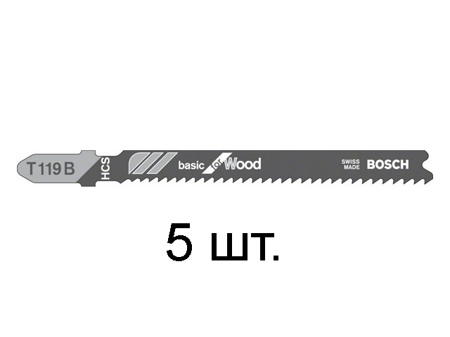 Пилка лобз. по дереву T119B (5 шт.) BOSCH (пропил прямой, тонкий, для базовых работ) - фото2