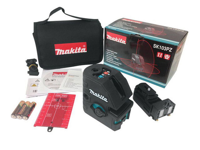 Нивелир лазерный линейный MAKITA SK 103 PZ с держателем в сумке (проекция: 2 плоскости 270°, 4 точки, до 15 м, +/- 0.30 мм/м, резьба 1/4