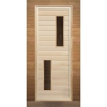 Дверь для бани деревянная с 2-мя стеклами 1900х700мм