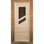 Дверь для бани деревянная с 2-мя косыми стеклами 1900х700мм
