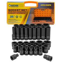 Головки ударные, набор 35пр., 1/2''(6гр.) Partner PA-4353-5MPB - фото