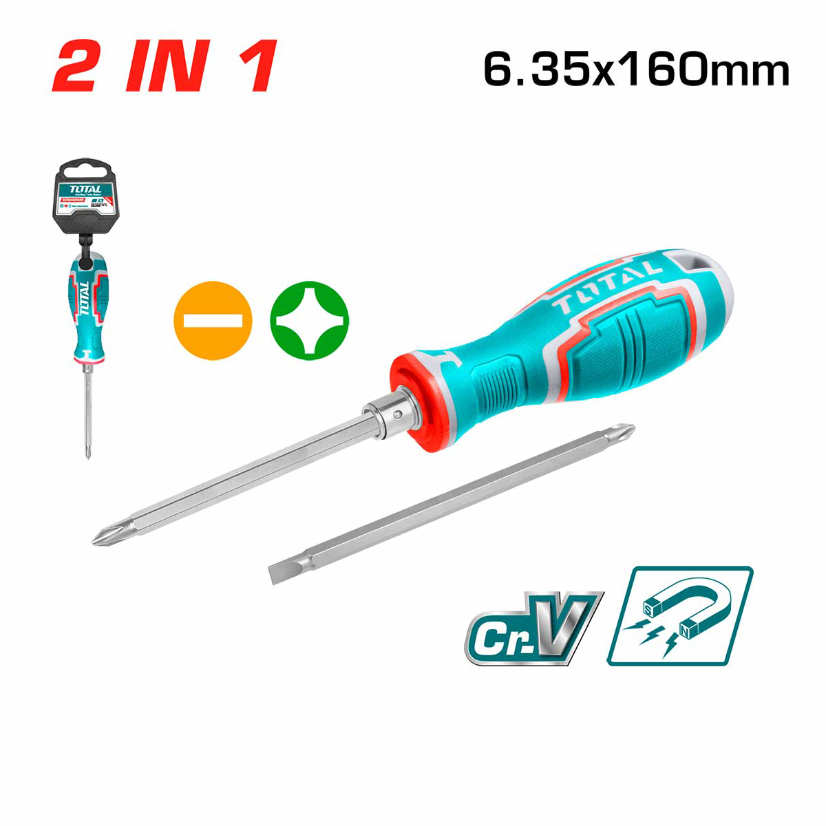 Отвертка 2 в 1 TOTAL THT 250206 - фото