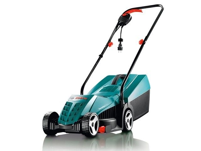 Газонокосилка электрическая BOSCH ROTAK 32 NEW (1200 Вт, шир.32 см, выс. 20-60 мм, пластм. корпус, без мульчир., травосборник 31 л) - фото