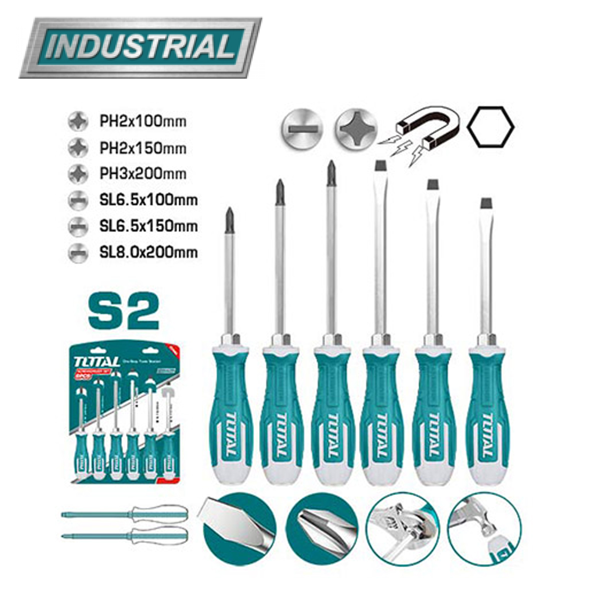 Набор ударных отверток TOTAL THGSS2606 (6 предметов) - фото