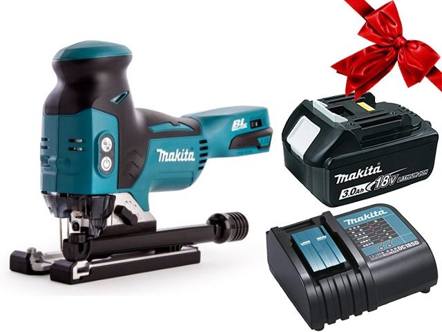 Аккум. лобзик MAKITA LXT DJV 181 Z в кор. + АКЦИЯ (BL1830B + DC18SD) (18.0 В, 1 акк., 3.0 А/ч, Li-Ion, пропил до 135 мм) - фото