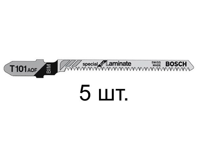 Пилка лобз. по дереву/ламинату T101AOF (5 шт.) BOSCH (пропил криволинейный, тонкий, для точного и чисторго реза в ламинате) - фото