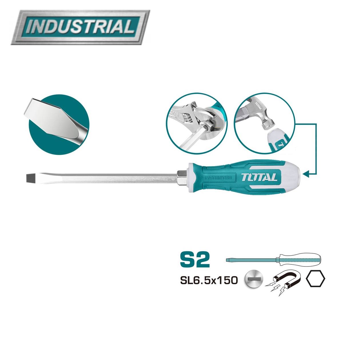 Отвертка шлицевая SL6,5 150 мм ударная TOTAL THGS61506 - фото