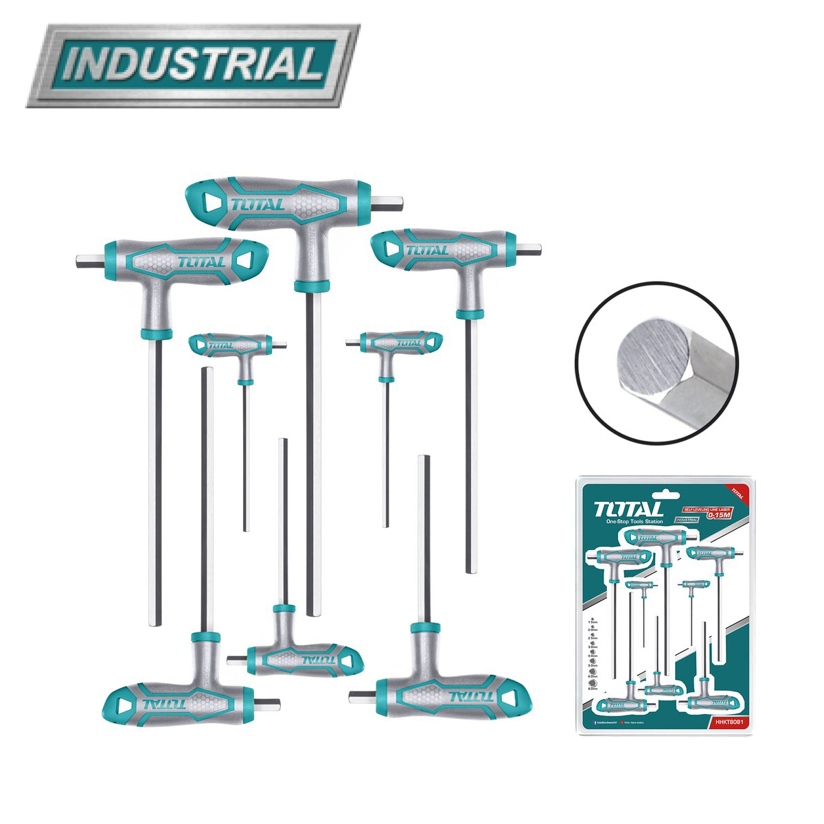 Набор ключей шестигранных 2-10 мм Т-образных TOTAL THHW8081 (8 шт) - фото