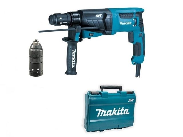 Перфоратор MAKITA HR 2631 FT в чем. (800 Вт, 2.4 Дж, 3 реж., патрон SDS-plus, ЗВП в комплекте, вес 2.8 кг) - фото