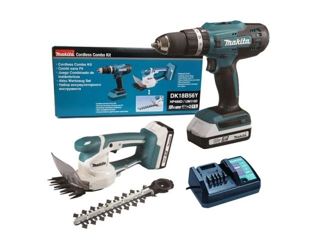 Аккум. дрель-шуруповерт MAKITA HP488D + аккум. кусторез UM110D (в комплекте 2 акум. 1,5А/ч + зарядное) - фото