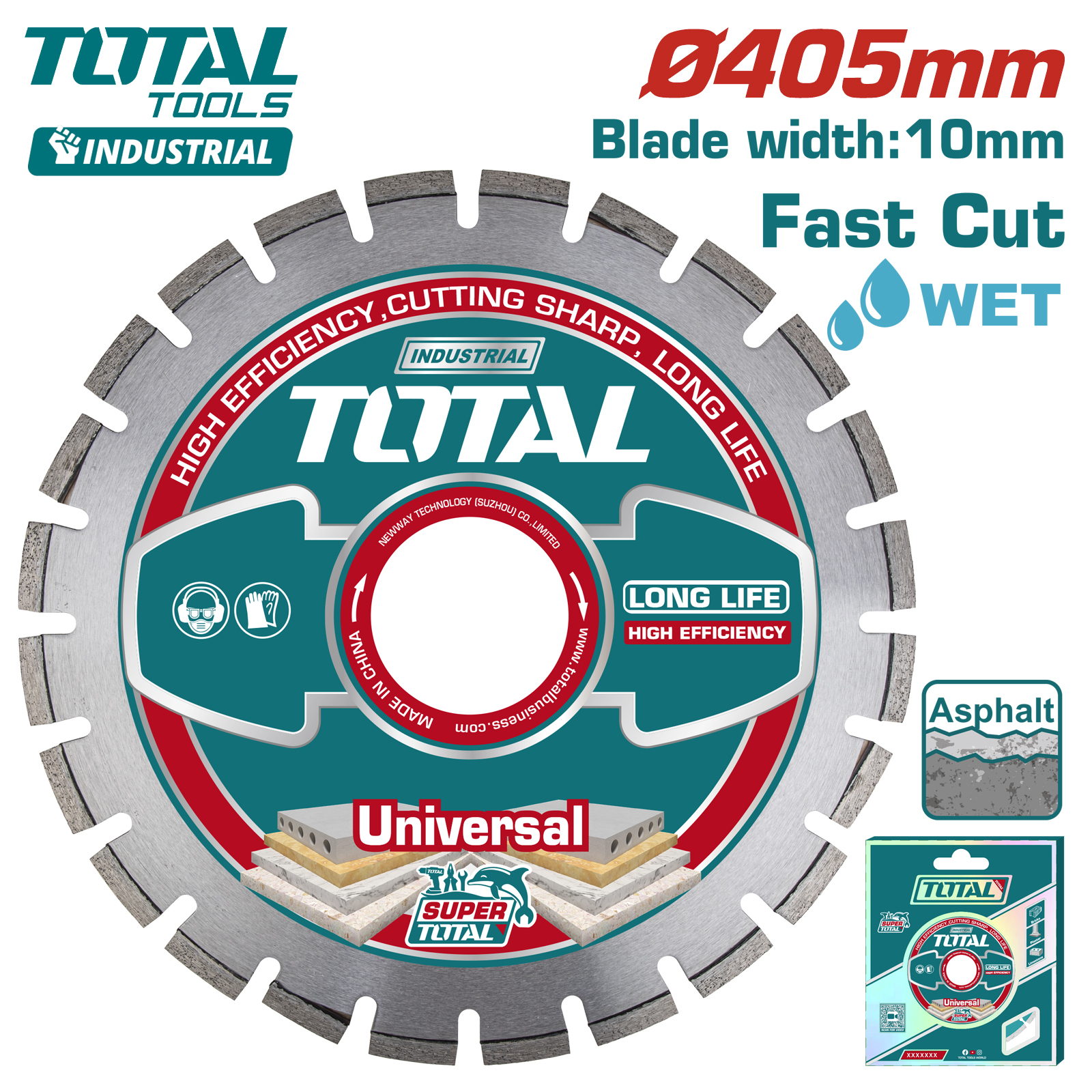 Диск алмазный (для резки асфальта) 405x10x25,4 мм TOTAL TAC2164051 - фото