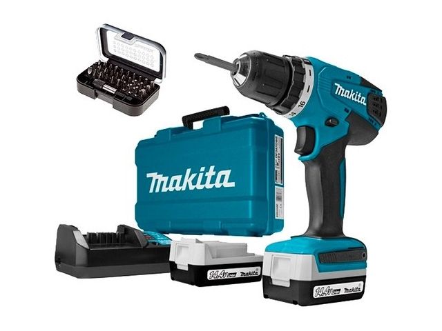 Аккум. дрель-шуруповерт MAKITA DF 347 DWE X8 в чем. (14.4 В, 2 акк., 1.5 А/ч Li-Ion, 2 скор., 23 Нм, шурупы до 6 мм) - фото