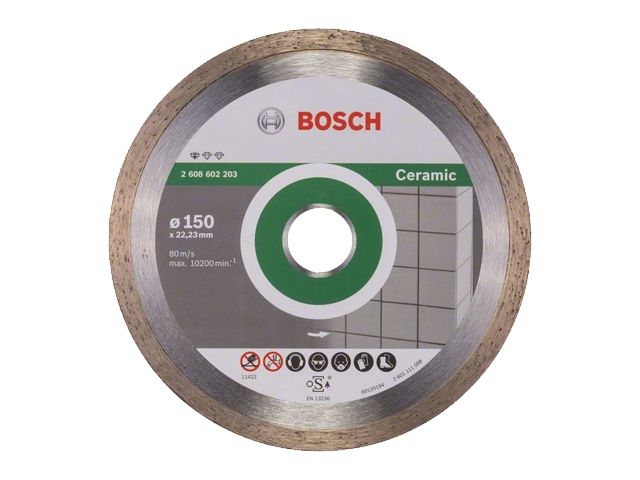 Алмазный круг 150х22 мм по керамике сплошн. STANDARD FOR CERAMIC BOSCH (сухая резка) - фото