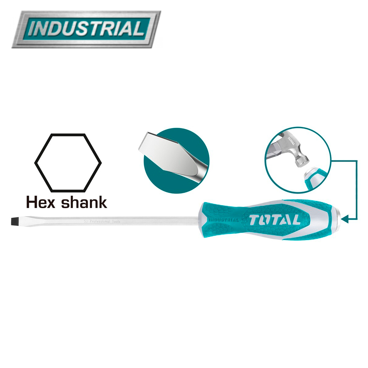 Отвертка шлицевая 150 мм ударная TOTAL THTGTS6150 - фото