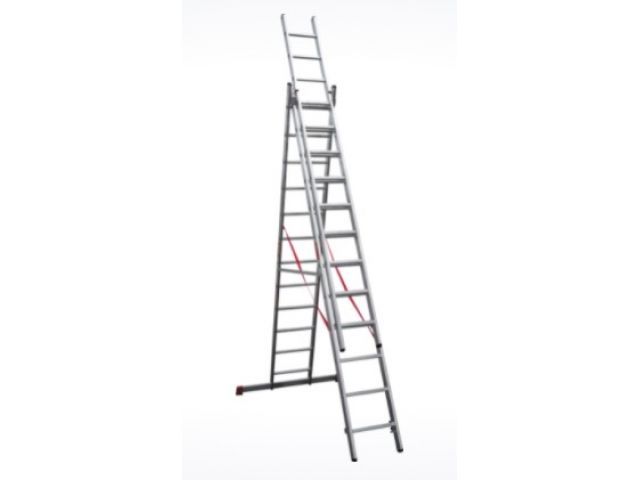 Лестница алюм. 3-х секц. 310/736/315 см 3х12 ступ. 20,4кг  NV3230 Новая Высота (макс. нагрузка 150кг) - фото
