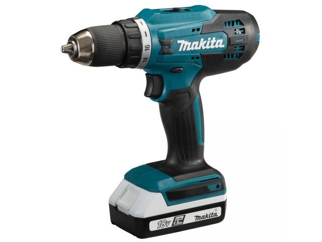 Аккум. дрель-шуруповерт MAKITA DF 488 DWE в чем. (18.0 В, 2 акк., 1.5 А/ч Li-Ion, 2 скор., 42 Нм, шурупы до 10 мм) - фото