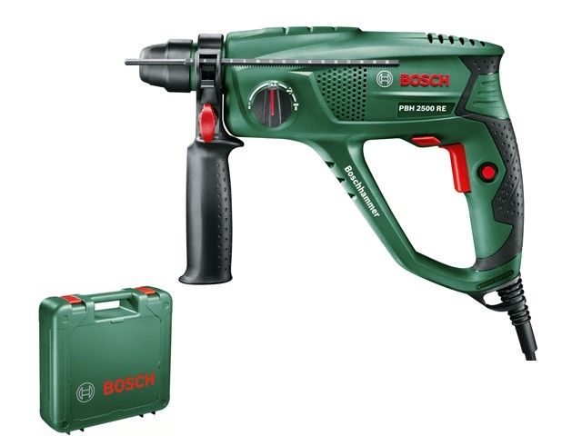 Перфоратор BOSCH PBH 2500 RE в чем. (600 Вт, 1.9 Дж, 3 реж., патрон SDS-plus, вес 2.2 кг) - фото