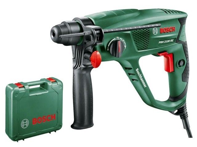 Перфоратор BOSCH PBH 2100 RE в чем. (550 Вт, 1.7 Дж, 3 реж., патрон SDS-plus, вес 2.2 кг) - фото