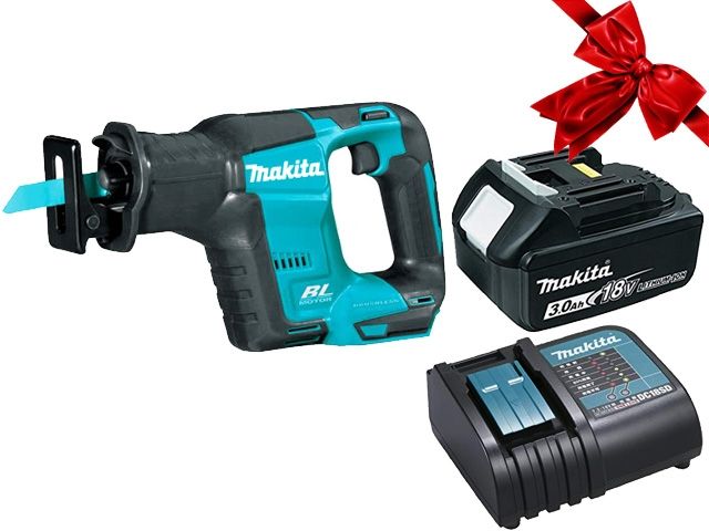 Аккум. сабельная пила MAKITA LXT DJR 188 Z в кор. + АКЦИЯ (BL1830B + DC18SD) (18.0 В, 1 акк., 3.0 А/ч, Li-Ion, дерево до 255 мм, металл до 20 мм) - фото