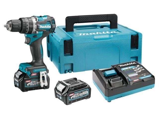 Аккум. ударная дрель-шуруповерт MAKITA XGT  HP002GD201 в кейсе (40.0 В, 2 акк., 2.5 А/ч Li-Ion, 2 скор., 65 Нм, шурупы до 13 мм, сверление в металле д - фото