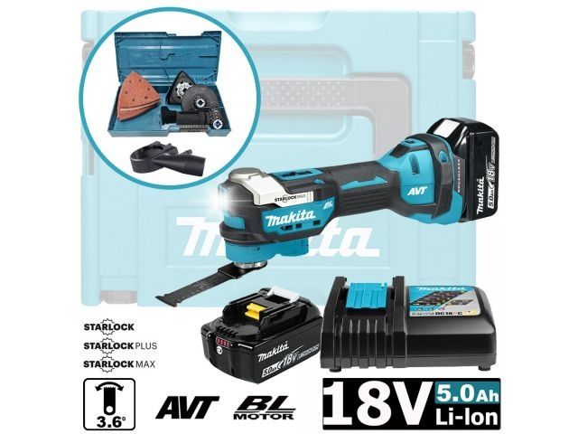 Аккум. многофункциональный инструмент (реноватор) MAKITA LXT DTM 52 RTJX1 MAKPAC (18.0 В, 2 акк., 5.0 А/ч, Li-Ion, 20000 об/мин) - фото