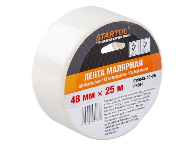 Лента малярная 48ммх25м STARTUL PROFI (ST9043-48-25), белая - фото