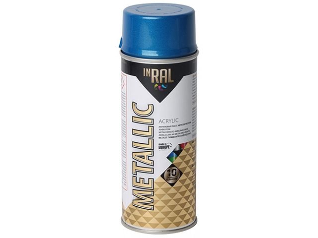 Лак на акриловой основе синий INRAL METALLIC SPRAY 400мл (Цвет синий.) - фото