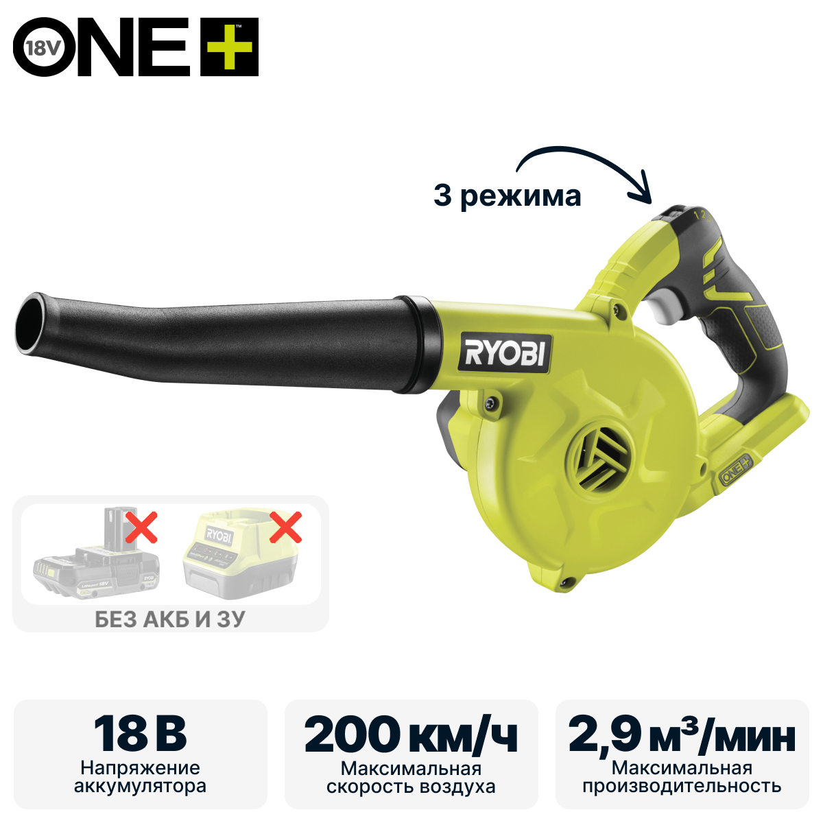 ONE + / Воздуходувка RYOBI R18TB-0 (без батареи) - фото