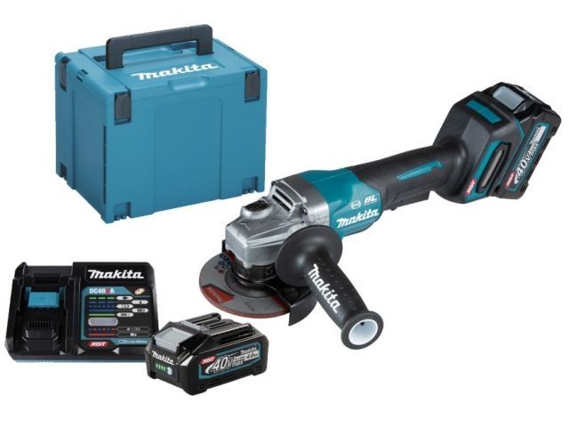 Аккум. углошлифмашина MAKITA XGT GA 012 GM 201+ АКЦИЯ (1 аккумулятор + зарядное) (40В, 115 мм, 8500 об/м, клав. (2x4.0Ач,DC40RA,Makpac4)) - фото