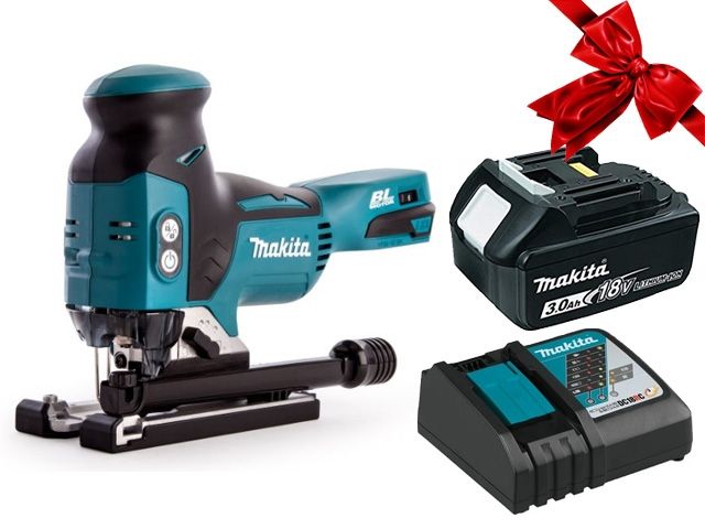 Аккум. лобзик MAKITA LXT DJV 181 Z в кор. + АКЦИЯ (BL1830B + DC18RC) (18.0 В, 1 акк. 3.0 А/ч, Li-Ion, пропил до 135 мм) - фото