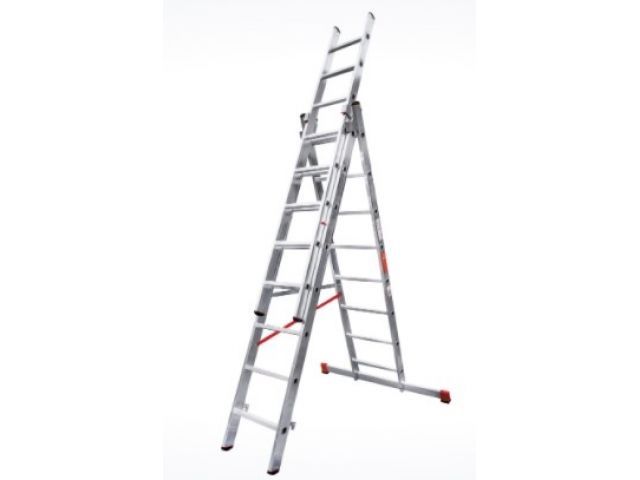 Лестница алюм. 3-х секц. 210/424/211 см 3х8 ступ. 14,8кг  NV3230 Новая Высота (макс. нагрузка 150кг) - фото