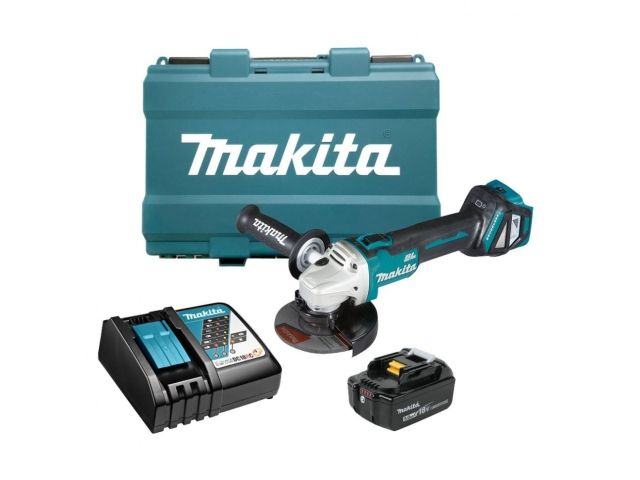 Аккум. углошлифмашина MAKITA LXT DGA 511 RT в кор. (18.0 В, 1 акк., 5.0 А/ч, Li-Ion, диск 125х22.2 мм, вибро) - фото