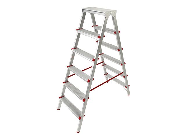Лестница-стремянка алюм. двухсторонняя 132 см 6 ступ. 5,0кг PRO STARTUL (ST9941-06) - фото