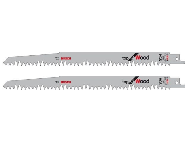 Пилка сабельная по дереву S 1531 L (2 шт.) BOSCH (пропил прямой, грубый, быстрый рез) - фото
