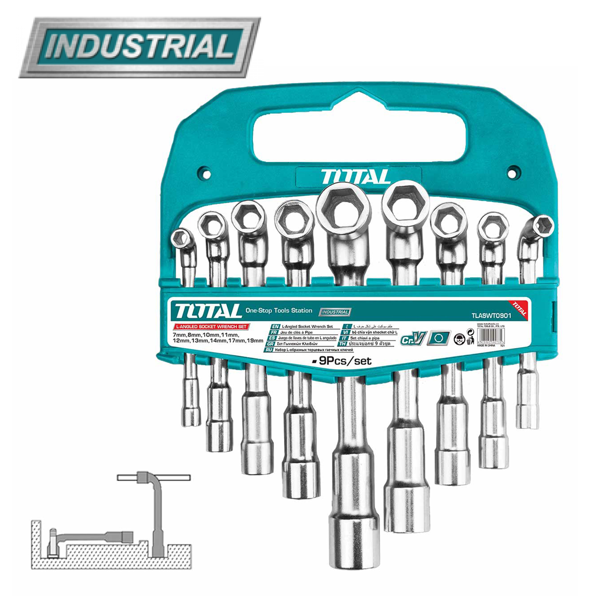 Набор ключей торцевых угловых TOTAL TLASWT0901 (9 шт) - фото