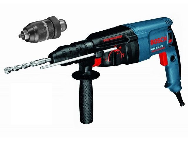 Перфоратор BOSCH GBH 2-26 DFR в чем. (800 Вт, 2.7 Дж, 3 реж., патрон SDS-plus, быстросъемн., БЗП в комплекте, вес 3.0 кг) - фото