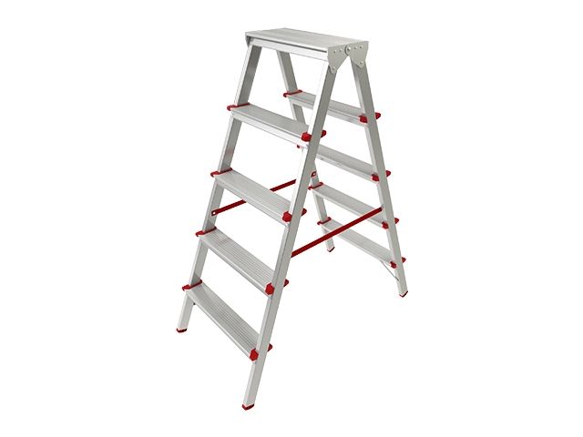 Лестница-стремянка алюм. двухсторонняя 110 см 5 ступ. 4,2кг PRO STARTUL (ST9941-05) - фото