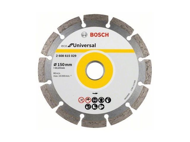 Алмазный круг 150х22 мм универс. сегмент. ECO UNIVERSAL BOSCH (сухая резка) - фото