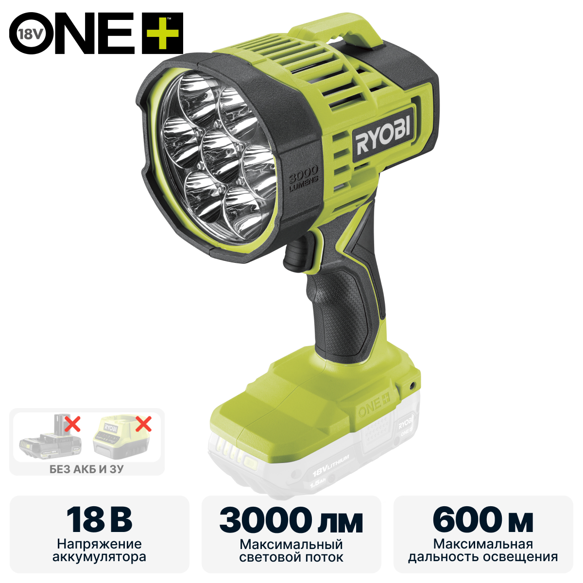 ONE + / Фонарь RYOBI RLS18-0 (без батареи) - фото