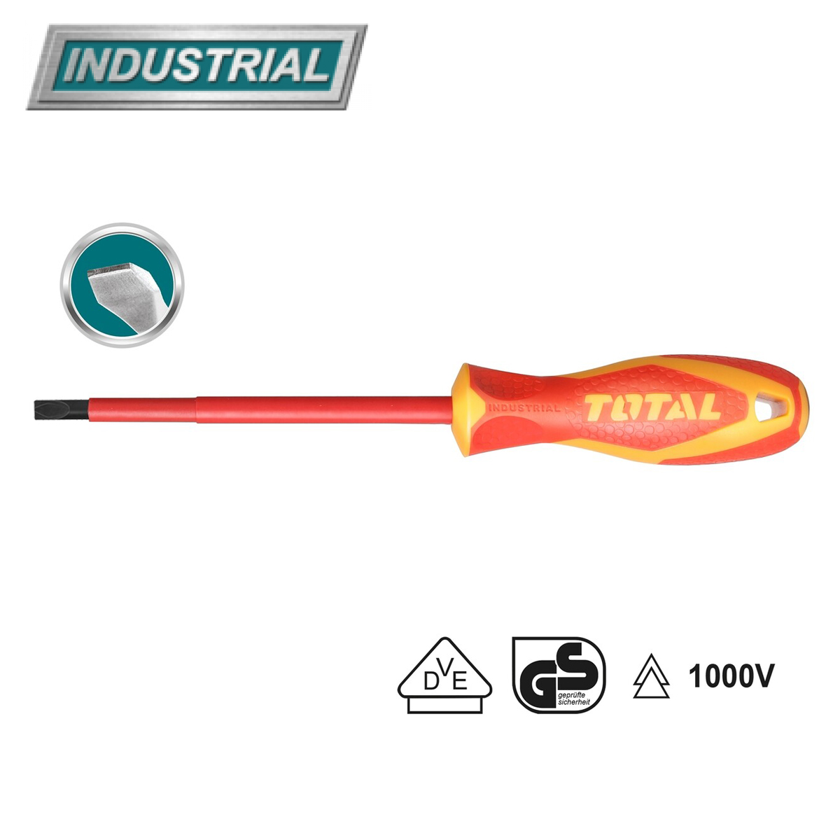 Отвертка шлицевая SL4 100 мм диэлектрическая TOTAL THTIS4100 - фото